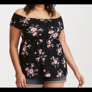 Torrid 2x floral off the shoulder babydoll top